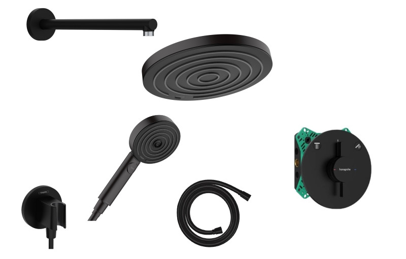 Hansgrohe DuoTurn S zestaw podtynkowy z deszczownicą Pulsify S 26x26 kompletny czarny matowy 75418670NAT03