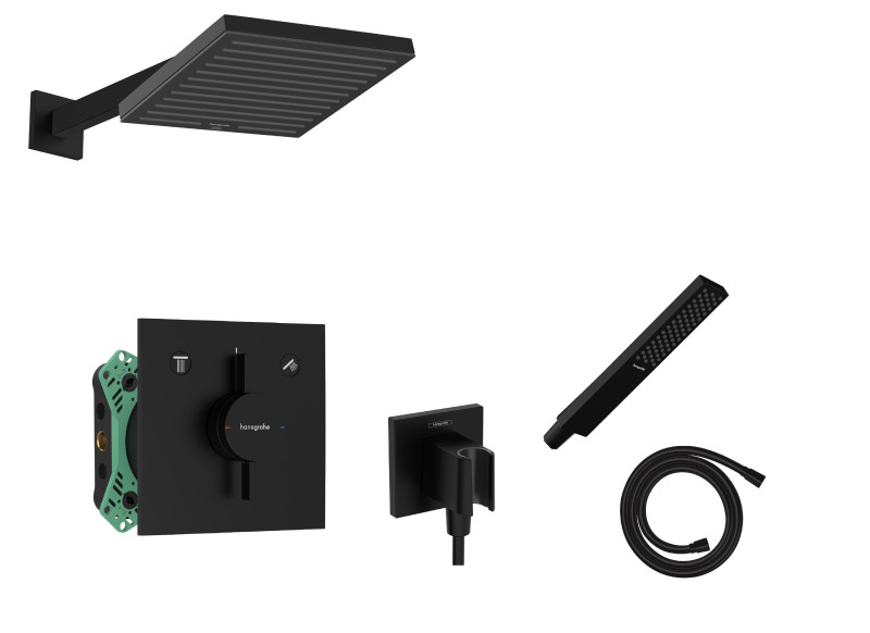 Hansgrohe DuoTurn E zestaw podtynkowy z deszczownicą Pulsify S 26x26 kompletny czarny matowy 75417670NAT01
