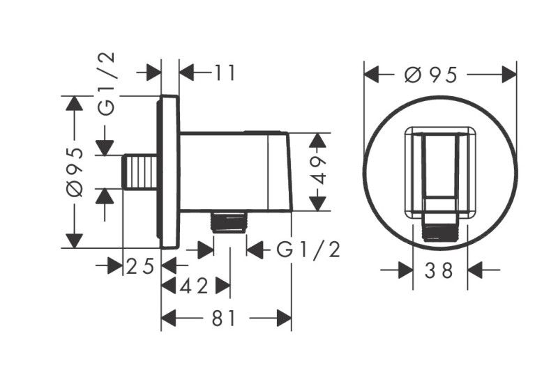 Hansgrohe FixFit S Przyłącze węża z uchwytem czarny matowy 26888670