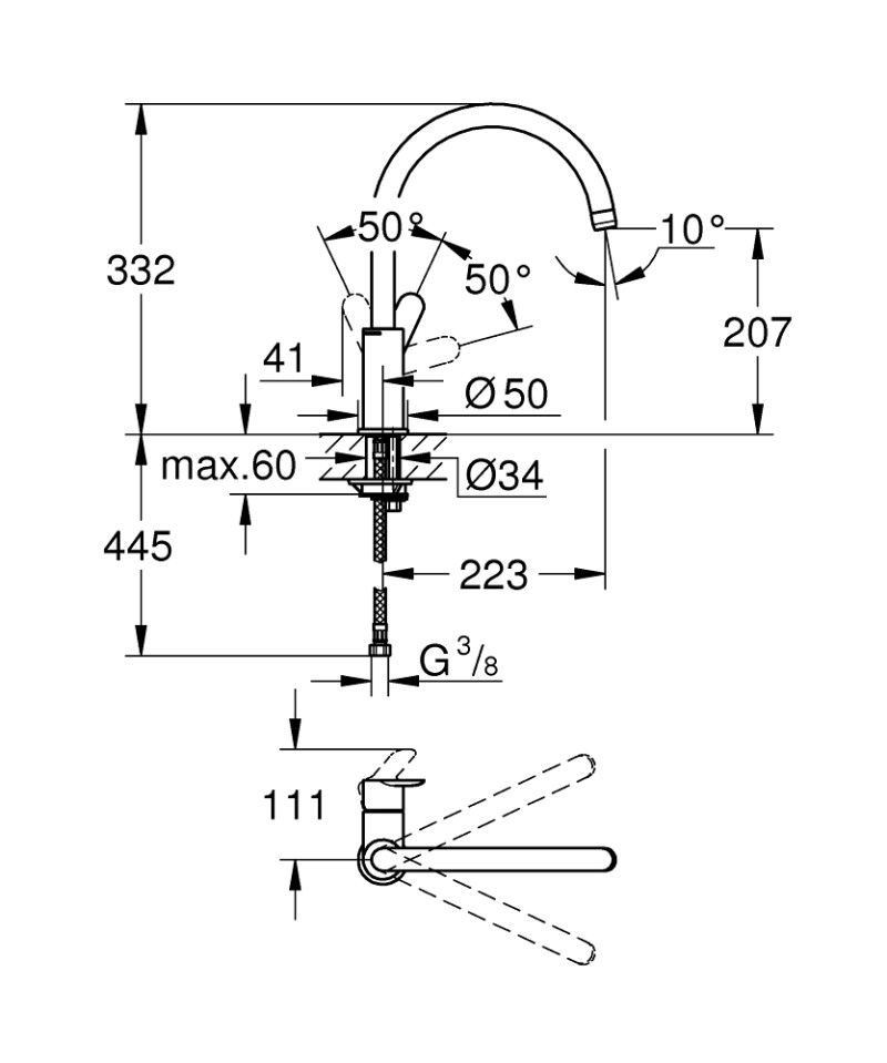 Grohe Bauedge bateria kuchenna zlewozmywakowa chrom 31367000