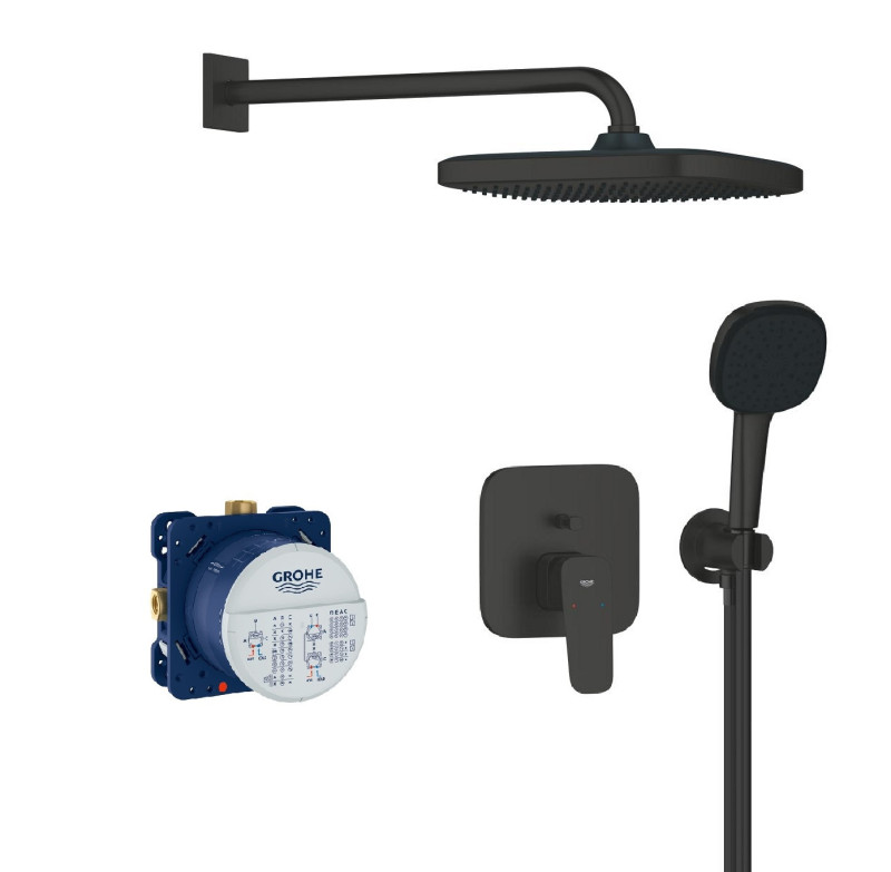 GROHE Cubeo podtynkowy zestaw prysznicowy z deszczownicą Tempesta 250 czarny matowy 1053362430 + 35604000