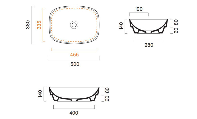 Catalano Alvea umywalka wpuszczana / stawiana na blat 50x38 lino matowy Cataglaze 0624500030