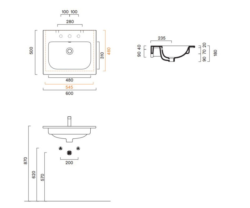 Catalano Italy umywalka 60x50 z otworem biały Cataglaze+ 0720611001
