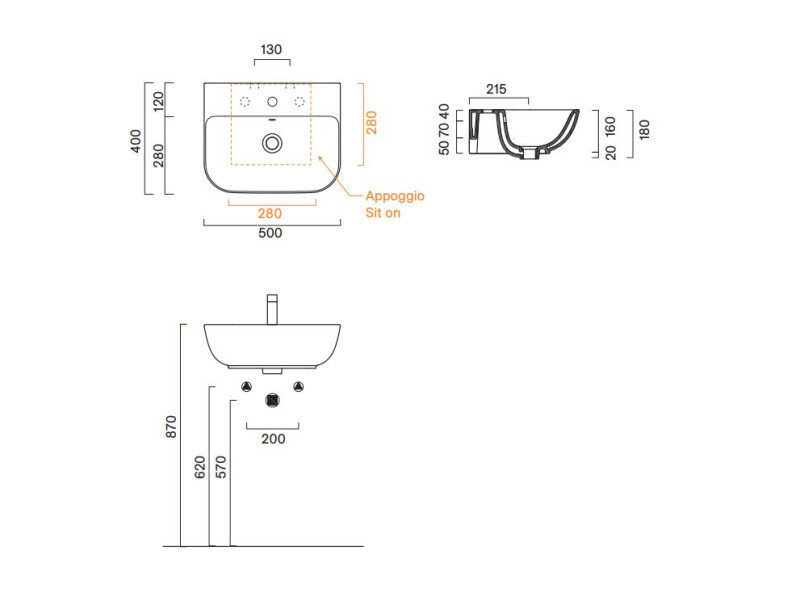 Catalano Italy umywalka 50x40 z otworem biały Cataglaze+ 0720501001
