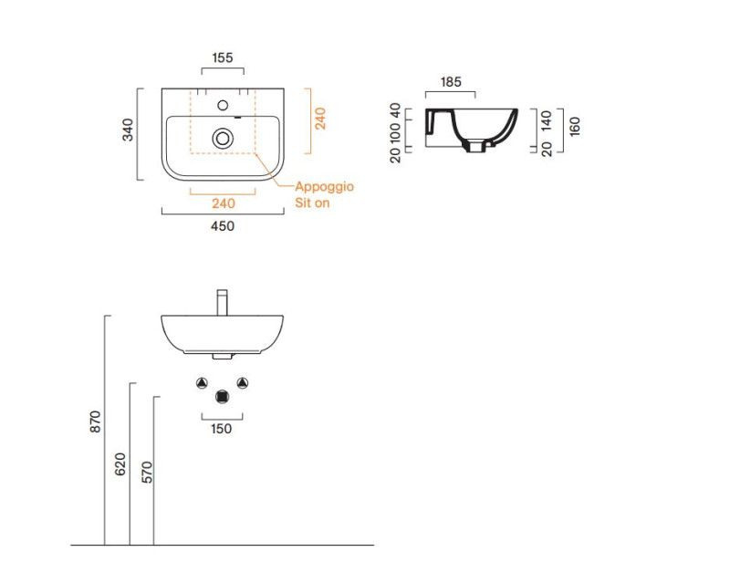 Catalano Italy umywalka 45x34 z otworem biały Cataglaze+ 0720451001