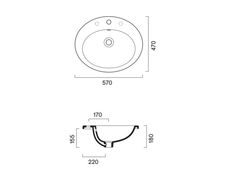 Catalano Italy umywalka wpuszczana w blat 57x47 biały Cataglaze+ 0725571001