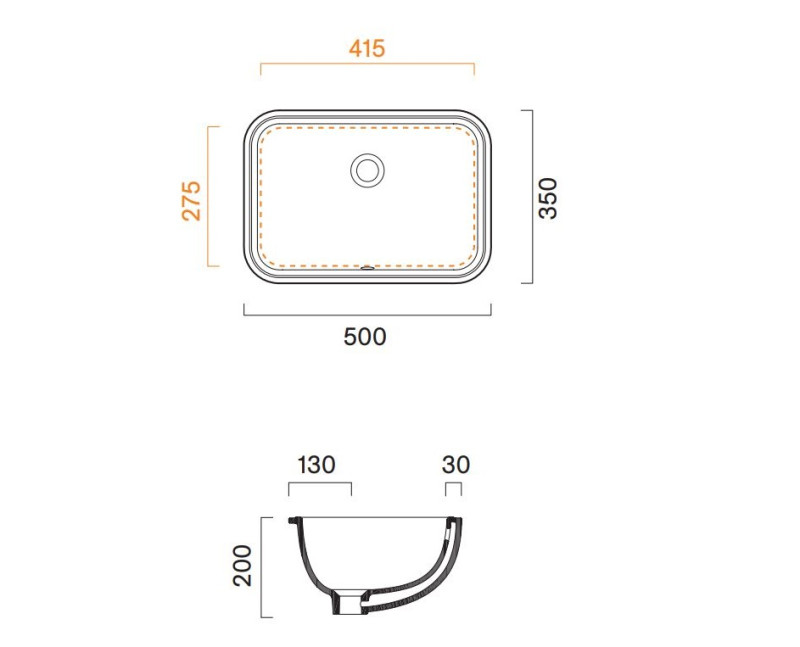 Catalano Italy umywalka podblatowa 50x35 biały Cataglaze+ 0727500001