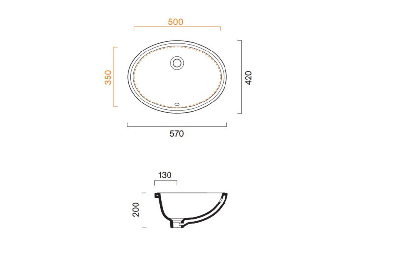 Catalano Italy umywalka podblatowa 57x42 biały Cataglaze+ 0727570001