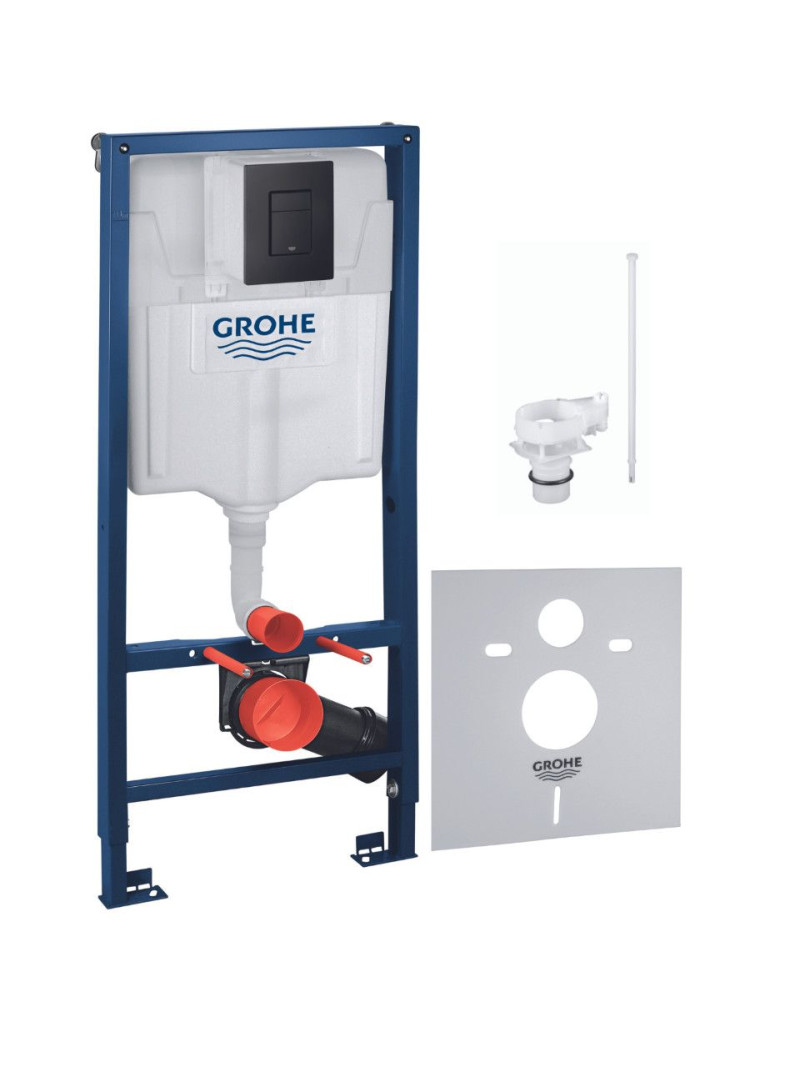 Grohe Rapid SL  stelaż podtynkowy do WC 5w1 reduktor przepływu z przyciskiem Skate Cosmopolitan czarny matowy 1000046