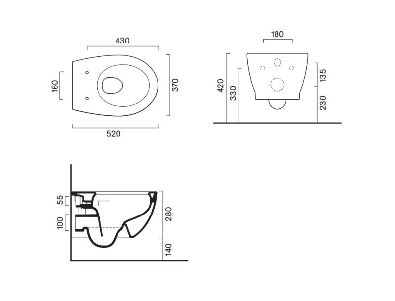 Catalano Italy Silentech muszla wisząca 52x37 biały połysk Cataglaze 0711520001