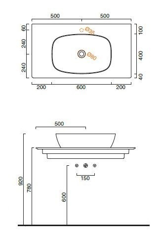 Catalano Ceramic Top blat ceramiczny 150x50 pod 2 umywalki biały połysk Cataglaze 0831510001