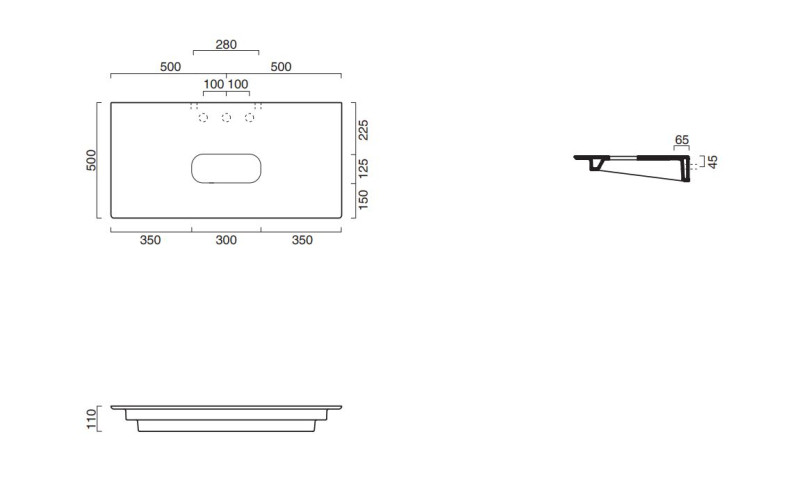 Catalano Ceramic Top blat ceramiczny 100x50 pod 1 umywalkę biały połysk Cataglaze 0831250001