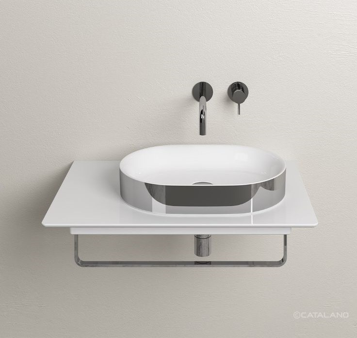 Catalano Ceramic Top blat ceramiczny 75x50 pod 1 umywalkę biały połysk Cataglaze 0830750001