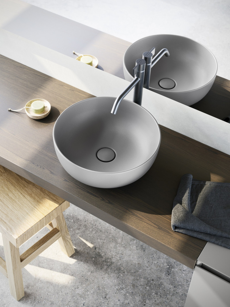 Catalano Sfera umywalka nablatowa 42x42 szary cement matowy Cataglaze 0523430023