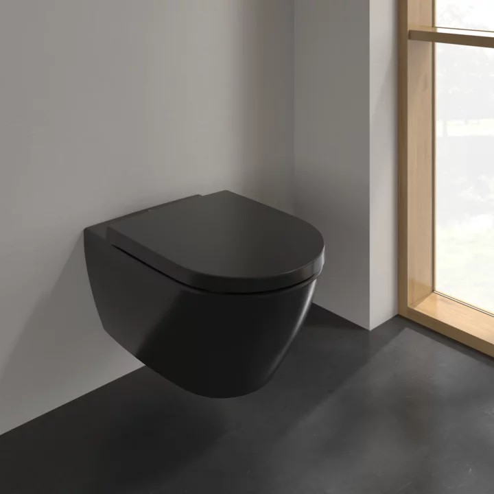 Villeroy&Boch Subway 2.0 DirectFlush muszla wisząca + deska wolnoopadająca czarny mat ceramicplus 5614R0R7 + 8M42S1R7