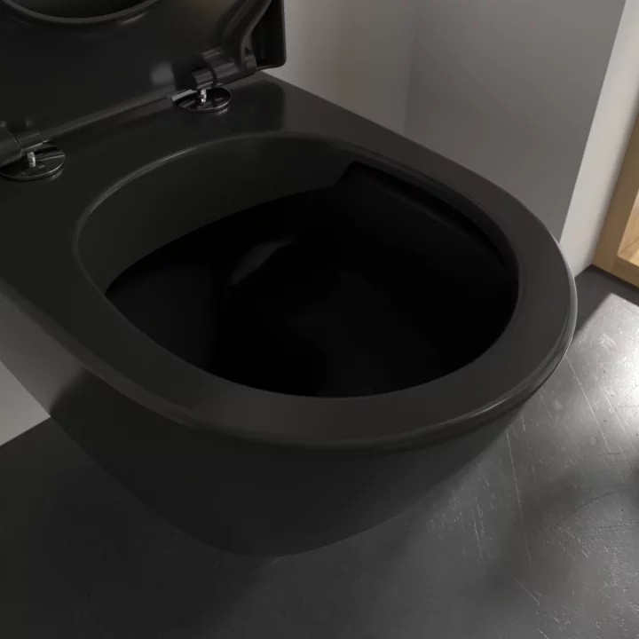 Villeroy&Boch Subway 2.0 DirectFlush muszla wisząca + deska wolnoopadająca czarny mat ceramicplus 5614R0R7 + 8M42S1R7