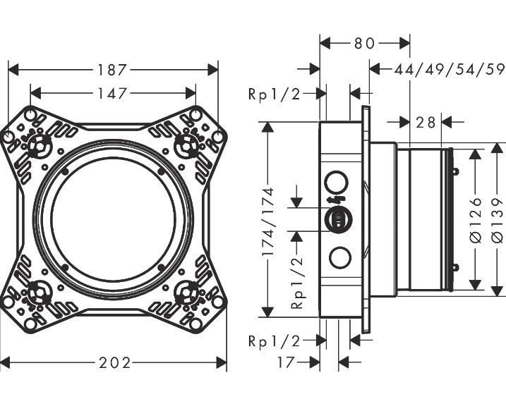 Hansgrohe iBox universal 2 zestaw podstawowy podtynkowy 01500180