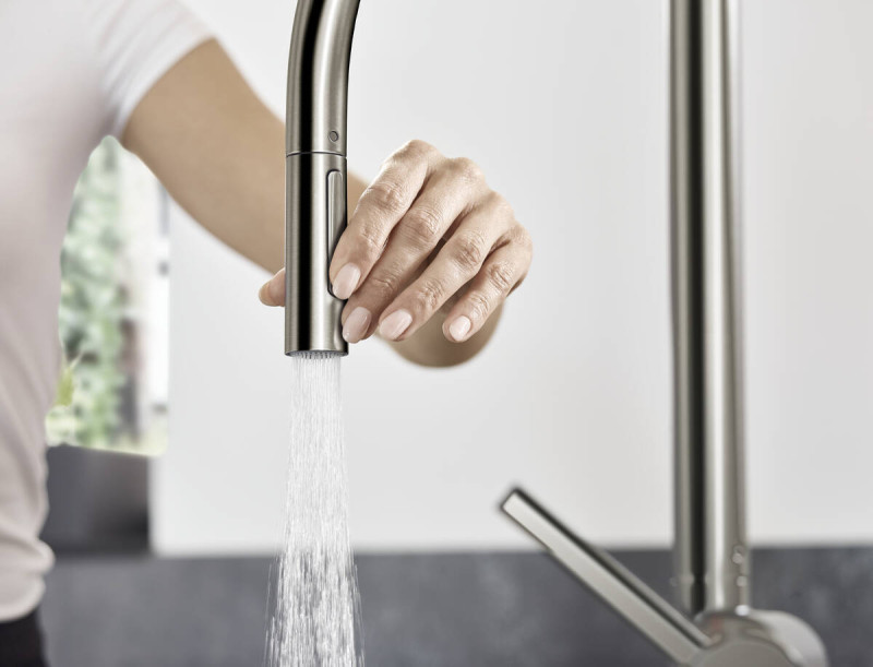 Hansgrohe Talis M54 bateria kuchenna 210 z wyciąganą wylewką 2jet stal szlachetna 72800800