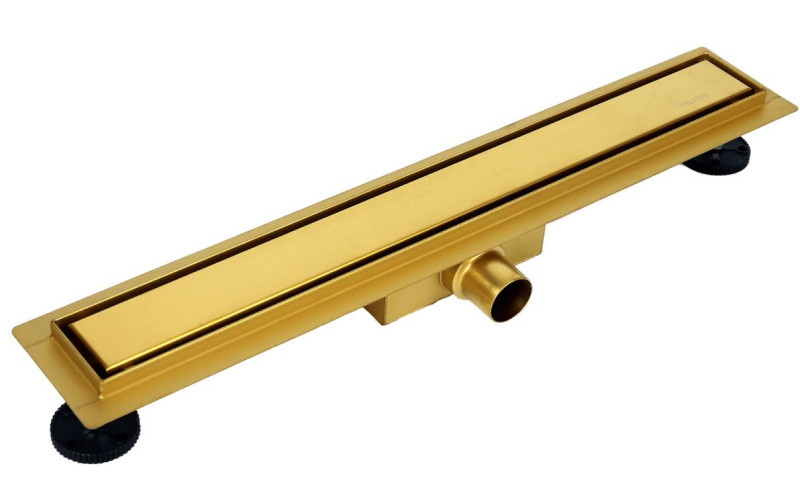 Balneo Duplex Next Gold odpływ liniowy 70 cm, niski syfon, ruszt dwustronny złoty szczotkowany BR-70N