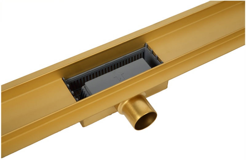 Balneo Duplex Next Gold odpływ liniowy 80 cm, niski syfon, ruszt dwustronny złoty szczotkowany BR-80N