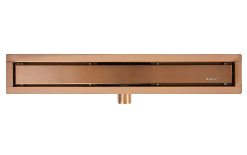 Balneo Duplex Next Cooper odpływ liniowy 60 cm, niski syfon, ruszt dwustronny miedziany szczotkowany CO-60N
