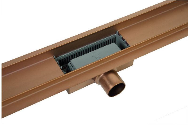 Balneo Duplex Next Cooper odpływ liniowy 80 cm, niski syfon, ruszt dwustronny miedziany szczotkowany CO-80N