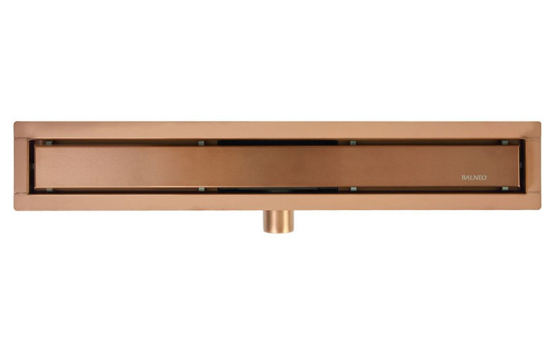 Balneo Duplex Next Cooper odpływ liniowy 80 cm, niski syfon, ruszt dwustronny miedziany szczotkowany CO-80N