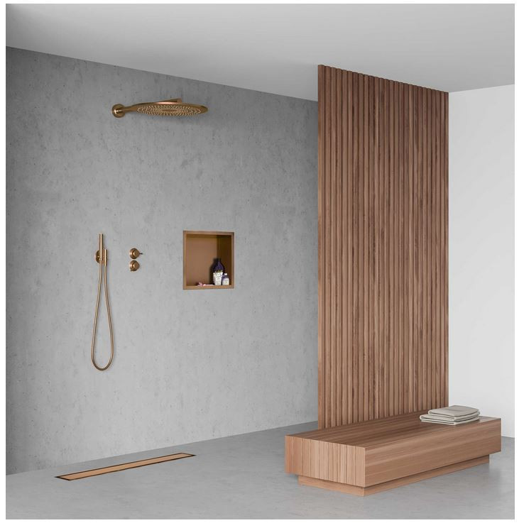 Balneo Duplex Next Cooper odpływ liniowy 80 cm, niski syfon, ruszt dwustronny miedziany szczotkowany CO-80N