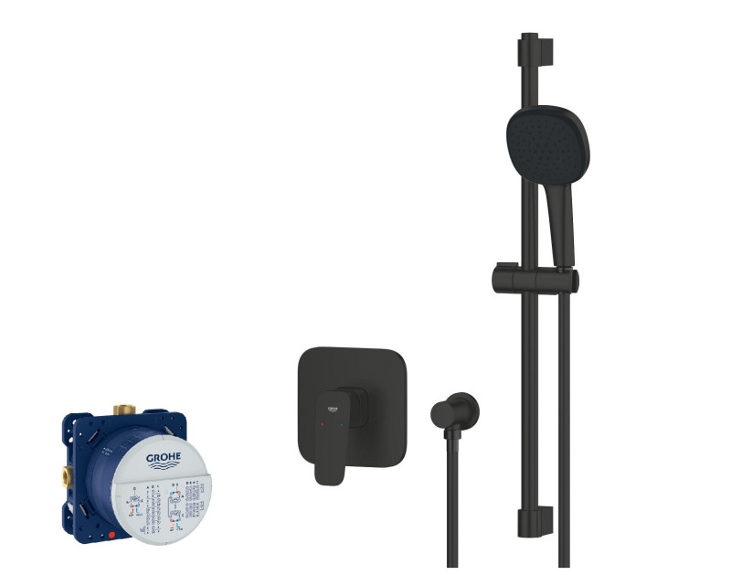 GROHE Cubeo kompletny podtynkowy zestaw prysznicowy z drążkiem Tempesta 110 czarny matowy 1053352430 + 35600000