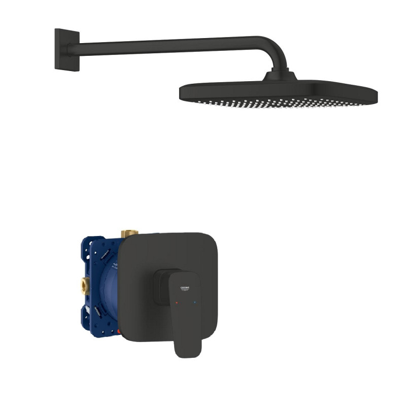 GROHE Cubeo kompletny podtynkowy zestaw prysznicowy z deszczownicą Tempesta 250 czarny matowy 1053342430