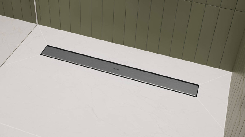 Hansgrohe RainDrain Go kompletny odpływ liniowy 100 cm ruszt ozdobny / do wyłożenia płytkami stal szcztokowana 56275800
