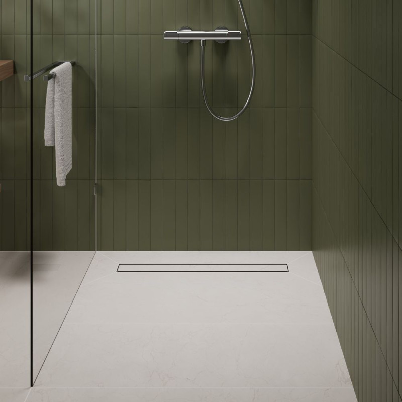 Hansgrohe RainDrain Go kompletny odpływ liniowy 120 cm ruszt ozdobny / do wyłożenia płytkami stal szcztokowana 56276800