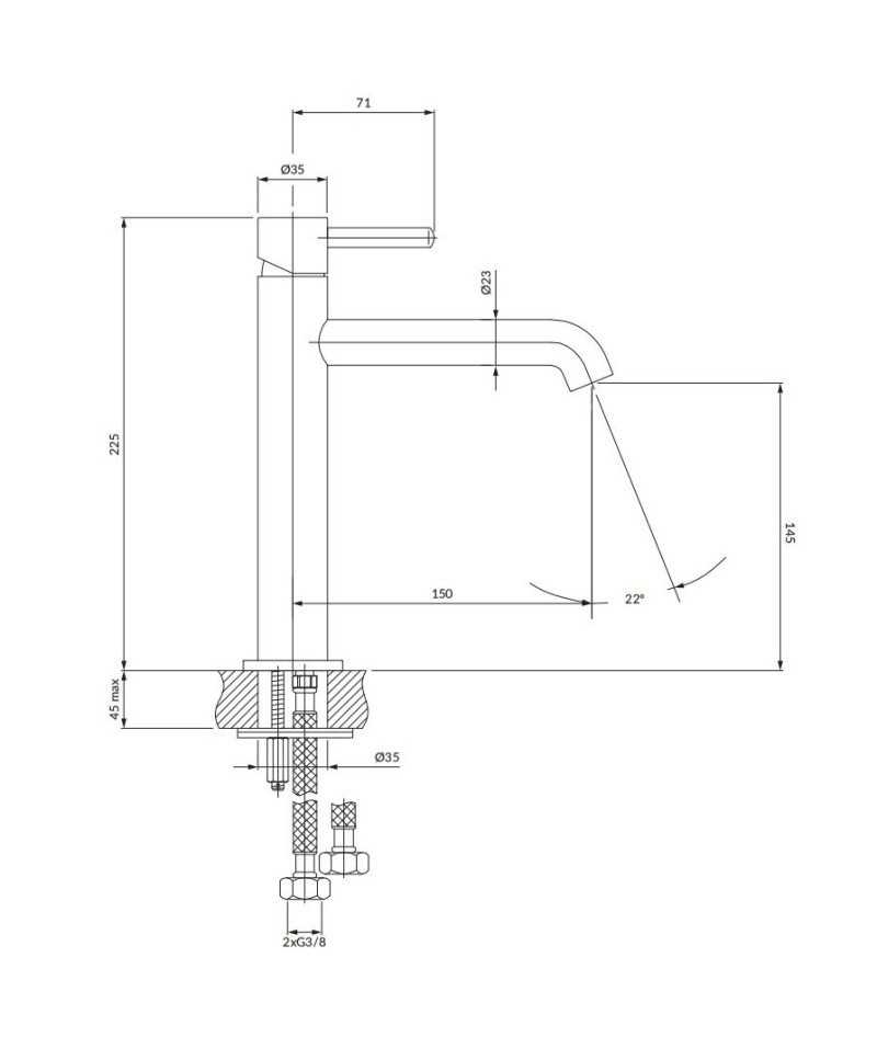 Omnires Y bateria umywalkowa stojąca średnio wysoka grafit Y1212CGR