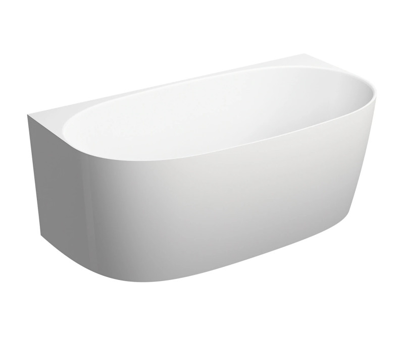 Omnires Marble+ Valencia wanna przyścienna 148x77 lany marmur biały połysk VALENCIA148WPBP