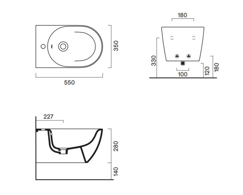 Catalano Sfera bidet wiszący 55x35 czarny nero satinato Cataglaze 0518551022
