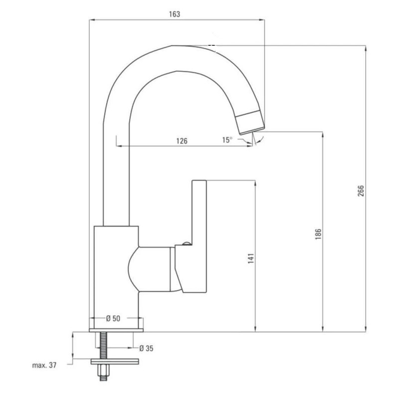 Deante Floks bateria umywalkowa bez korka chrom połysk BCF 024M