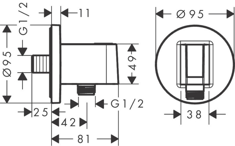 Hansgrohe FixFit S Przyłącze kątowe węża z uchwytem chrom połysk  26888000