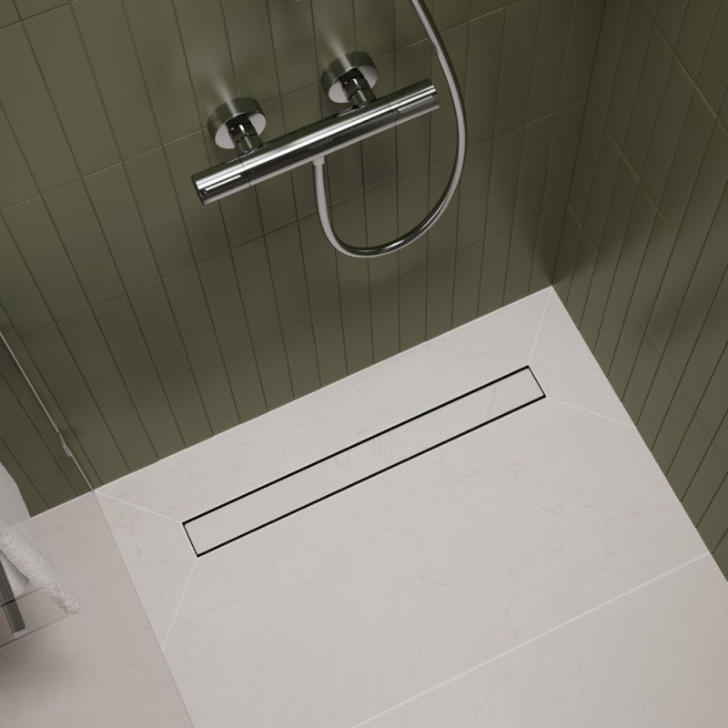 Hansgrohe RainDrain Go kompletny odpływ liniowy 70 cm ruszt ozdobny / do wyłożenia płytkami stal szcztokowana 56272800