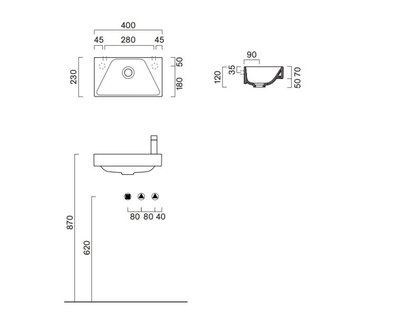 Catalano Comfort umywalka bez otworu 40x23 biały połysk Cataglaze 0920600001