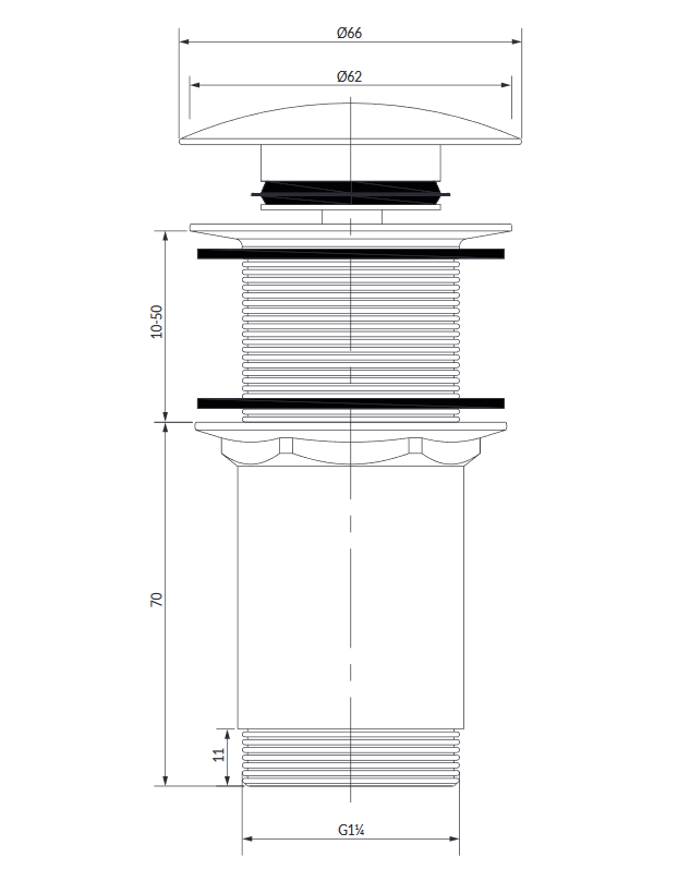 Omnires korek klik-klak do umywalki bez przelewu grafit szczotkowany A716GR