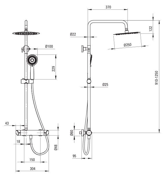 Deante Arnika zestaw prysznicowy z deszczownicą 25x25 titanium NACD1QK
