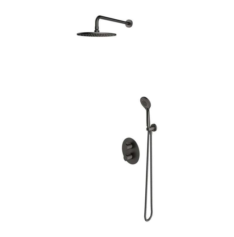 Omnires Y kompletny termostatyczny system prysznicowy podtynkowy grafit szczotkowany SYSYT05GR