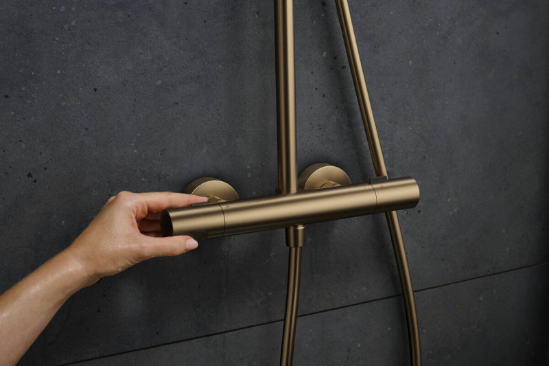 Hansgrohe Pulsify S Puro zestaw prysznicowy 260 1jet EcoSmart z Ecostat Fine i słuchawką 3jet brąz szczotkowany 24237140