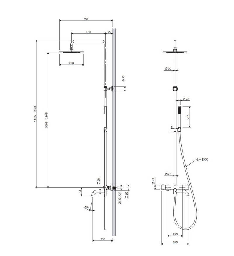 Omnires Y termostatyczny system wannowy natynkowy chrom Y1234CR