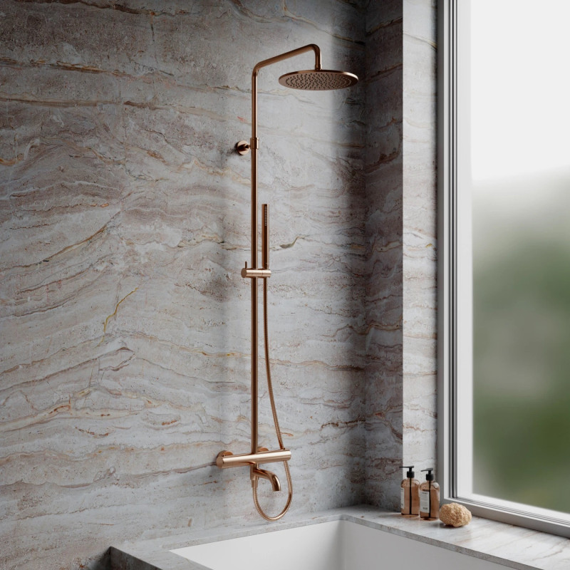 Omnires Y termostatyczny system wannowy natynkowy miedź szczotkowana Y1234CPB