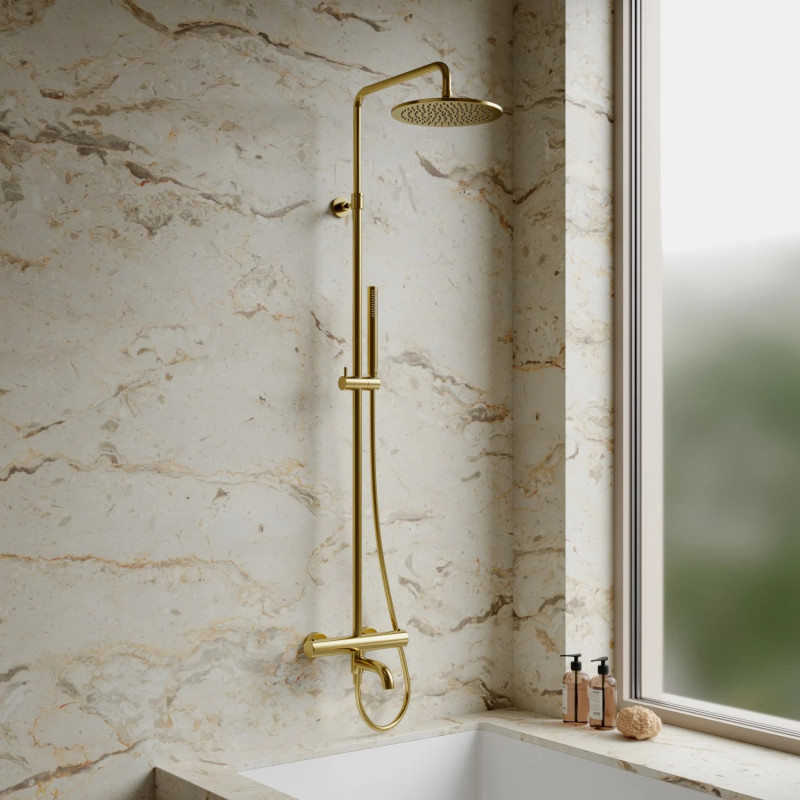 Omnires Y termostatyczny system wannowy natynkowy złoty szczotkowany Y1234GLB