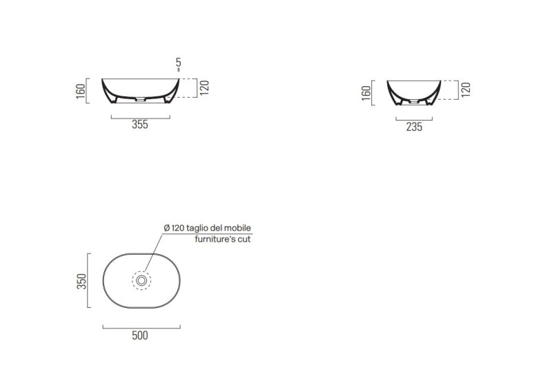 GSI Pura umywalka nablatowa 50x35 cm biały połysk extraglaze 886011