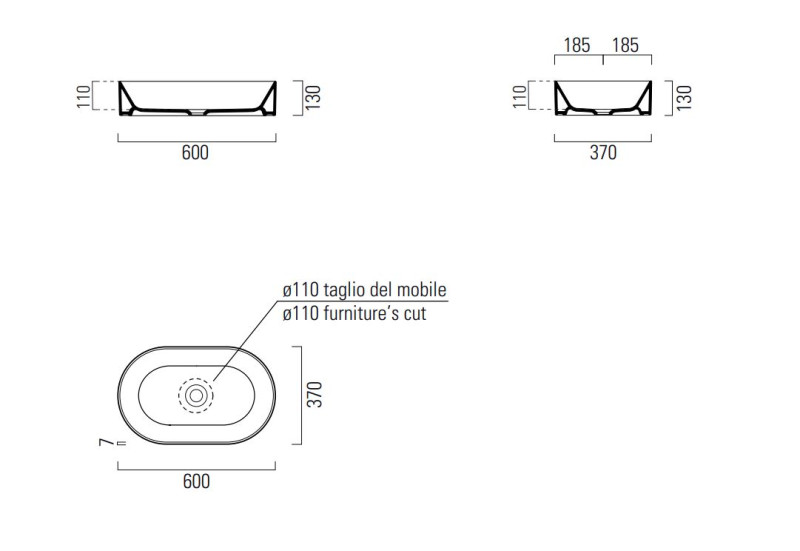 GSI Kube X umywalka nablatowa 60x37 cm biały połysk extraglaze 945811