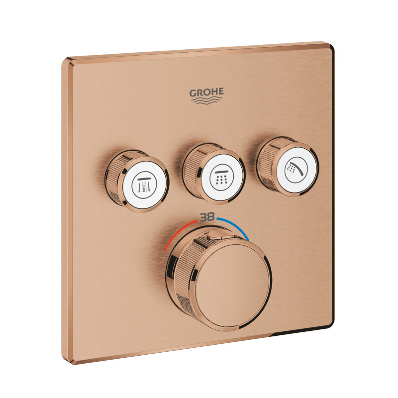 Grohe Grohtherm SmartControl termostatyczny zestaw podtynkowy z deszczownicą Rainshower SmartActive 310 Cube miedziany szczotkowany brushed warm sunset 34864DL0