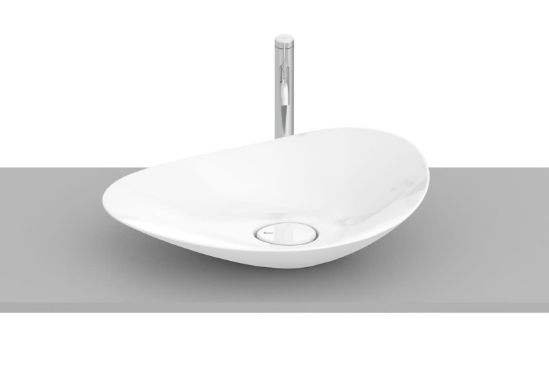Roca Ohtake umywalka stawiana na blat asymetryczna 62,5x38,5 biały połysk A327A1P000